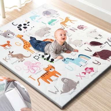 TINYHARBO Premium Foam Baby Play Mat 50" x 50" – Removable & Machine Washable Cover, Extra Thick Padding Playpen Mat, Non-Slip Crawling Mat, Easy to Clean for Infants, Toddlers & Babies - Image 1