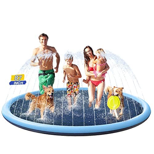 87inch Dog Splash Pad Non-Slip Large, Pet Dogs Cool Sprinkler Pool Heavy Duty XL Splash Pads Wading Pool Summer Outdoor Water Fun Gift Easy to Use/Clean - Image 1