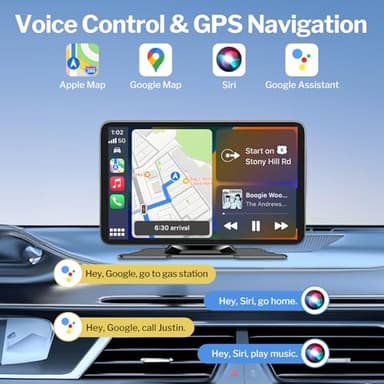 Wireless Apple Carplay Screen for Car, 7" HD Portable Car Stereo Touch Screen with Apple CarPlay & Android Auto with Backup Camera/Mirror Link/Siri/Bluetooth/Voice Control/Navigation/AUX for All Cars - Image 3