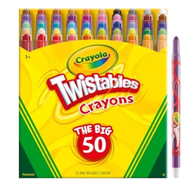 Crayola Mini Twistables Crayons for Kids (50ct) Stocking Stuffers & Holiday Gifts, No Peel Toddler Crayons for Coloring Books, Arts & Crafts Supplies, 3+ - Image 2