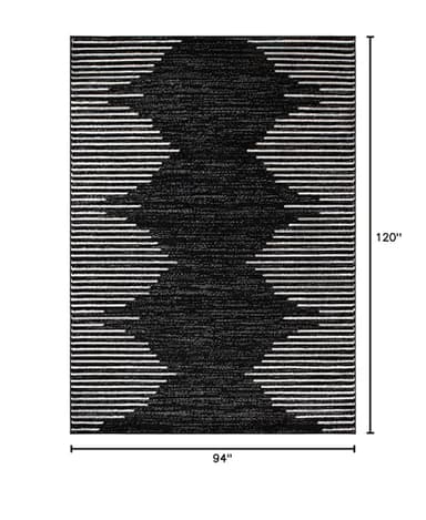 Rugshop Bohemian Stripe Stain Resistant High Traffic Living Room Kitchen Bedroom Dining Home Office Area Rug 8' x 10' Black - Image 2