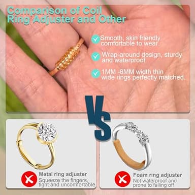 Ring Size Adjuster for Loose Rings，Kueroami Ring Adjuster Guards, 6 Sizes Tightener Resizer Fitter Rings Width 1-8 MM, Reduces Spacers Size by 0.5-1.5 (Gold) - Image 6