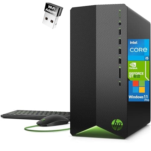 HP Pavilion Tower Desktop Computer, Intel Hexa-Core i5-10400F (Beat i7-8700), 32GB DDR4 RAM, 1TB PCIe SSD, GeForce GT 610 2GB, USB WiFi Adapter, RJ-45, Type-C, HDMI, VGA, Windows 11 Pro, WE/PGPY - Image 1