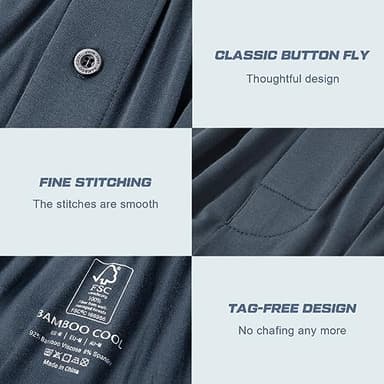 BAMBOO COOL Men's Pajama bottoms Lounge Sleep Shorts Soft Comfortable Breathable Pajamas Shorts with Pockets 2 Pack, XX-Large - Image 4