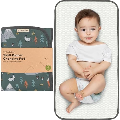 KeaBabies Portable Diaper Changing Pad, Easy Wipe Clean - Foldable Waterproof Baby Changing Mat for Diaper Bag, Compact, Lightweight, 25x13 Newborn, Infant, Baby Changer Travel Essential (Woods) - Image 1