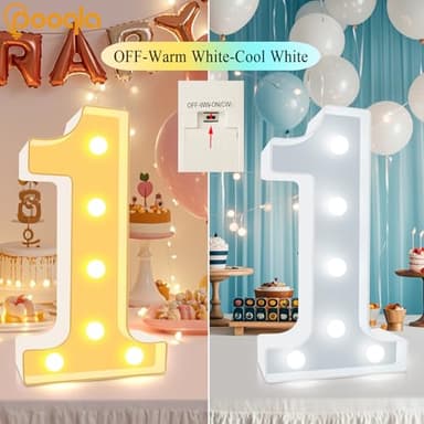 Pooqla LED Light Up Numbers, Warm White and Cool White Decorative Lighted Marquee Numbers, Light Up Numbers for Boys Girls Party, Wedding, Bar, Night Light, Room Decor, Birthday Decoration, Number 6 - Image 6