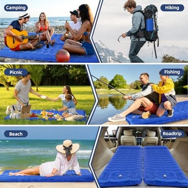GLMNES Sleeping Pad, Ultralight Thicken Inflatable Sleeping Pad for Camping, Built-in Pump, Great for Camping, Hiking, Carry Bag, Repair Kit, Compact & Lightweight Air Mattress(Blue) - Image 6