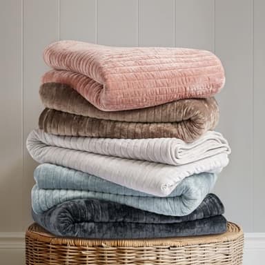 EVERGRACE Velvet Quilt Set King Size, Luxurious Soft Striped Channel Bedding Set, Lightweight Velvet Comforter for All Season, Oversized Bedspread Coverlet with 2 Matching Shams, Mocha Brown - Image 6