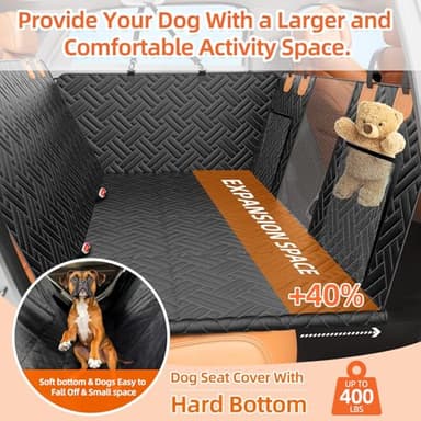LEHNI Back Seat Extender for Dogs,Hard Bottom Car Seat Cover for Dogs with Mesh Window,Waterproof Backseat Pet Cover Hard Bottom-Dog Car Seat Cover for Back Seat Dog Hammock for Car/SUV - Image 2