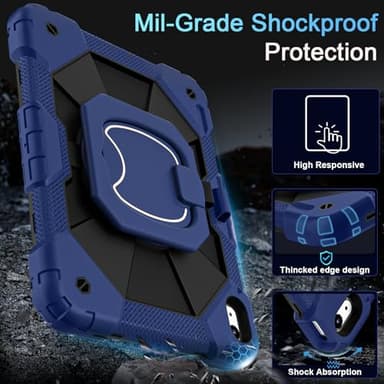 Auizotl Case for iPad (A16) 11th Gen 11 Inch (2025) /iPad 10th Gen 10.9 Inch (2022) with Screen Protector/Rotating Stand/Pencil Holder,Military Grade Shockproof i Pad Case 10th Generation,Navy Black - Image 3