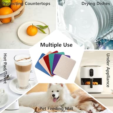 ZLR Silicone Dish Drying Mat for Kitchen Counter, Eco-Friendly Fast Dry Dish Mat, Easy Clean Multi Usage Drying Matt, Heat Resistant Trivet, 12" x 16" Large, Dark Gray - Image 5