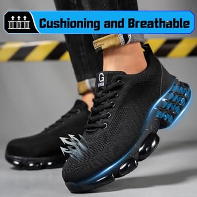 TANIELD Steel Toe Shoes for Men Lightweight Work Shoes Breathable Safety Sneakers Air Cushioned Steel Toe Sneakers Indestructible Work Tennis for Construction Industrial - Image 4