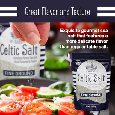 Le Marinier Celtic Salt Organic Fine Ground, 1.1lb - 18oz. Mineral Rich. 100% Natural and Unrefined. French Sea Salt Organic Vital Minerals. Hand Harvested Mineral Salt (1.1lb Fine Ground) - Image 5