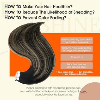 Full Shine Tape ins Human Hair Extensions Balayage Tape in Hair Extensions 16Inch Seamless Skin Weft Tapes Extension 20pcs 1B Black to 27 Honey Blonde with 1B Invisible Straight Full Head 50G - Image 4