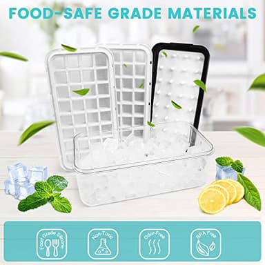 Ice Trays for Freezer with Lid and Bin,Ice Cube Trays for Freezer with 2 Trays,Easy Release 64 Pcs Ice for Chilling Cocktails Whiskey, BPA Free (Black) - Image 5