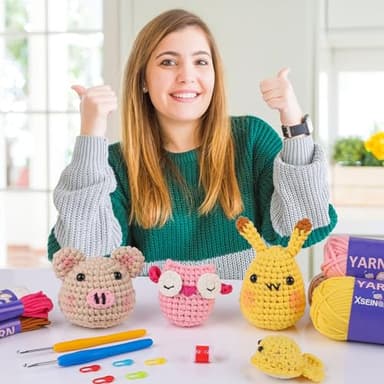 XSEINO Crochet Kit for Beginners - Crochet Start Kit with Step-by-Step Video Tutorials - Learn to Crochet Kits for Adults and Kids - Pig,Pikaegg,Owl,Whale - Image 7