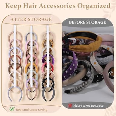 3 PCS Headband Holder Organizer for Girl,Hanging Hairband Storage for Women,White Hair Hoop Display Hair Accessories Organizer Bedroom College Dorm Decor - Image 5