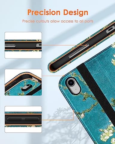 DTTO for iPad Air 11-inch Case M3/M2 (2025/2024), iPad Air 5th / 4th Generation (2022/2020), Premium Leather Business Folio Stand Cover with Pencil Holder - Auto Sleep/Wake, Blossom - Image 4