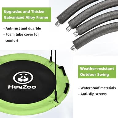 HeyZoo Tree Swing, Saucer Swing 40 Inch for Kids, 900lbs Weight Capacity, with Adjustable Hanging Straps, for Backyard and Outdoor Playground, Yellow-Green - Image 3