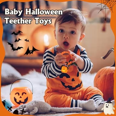 Halloween Baby Teether,Baby Teething Toys Boo Basket Stuffers,Pumkin & Bat Teether for Babies 3-6 6-12 Months, BPA-Free Teething Relief Toy First Halloween Christmas Gift for Infants,Girls,Boys - Image 6