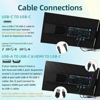 Laptop Screen Extender Dual Monitor - 15.6" Portable Monitor 85% NTSC IPS 1080P FHD Detachable Screen Extended Extra USB-C/HDMI Port Compatible with Wins Mac Dex Chrome Fits 13"-17" Laptops - Image 4