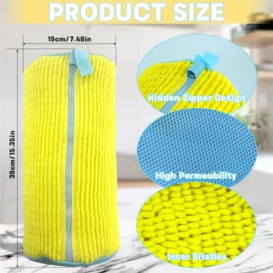 2PCS Shoe Washing Machine Bgs,Laundry Shoe Bags for Washer and Dryer, Reusable and Durable Zipper Sneaker Shoe Washing Bag, Tennis Shoe Cleaning Bag for All Shoe Types (Yellow) - Image 2