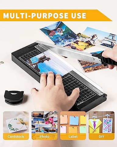 MAKEASY Paper Cutter 12 Inch, 8 Sheet Capacity, Heavy Duty Paper Cutter for Cardstock, Guillotine Paper Trimmer for Crafting, Classroom and Office - Image 3