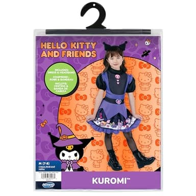 Jazwares Costume Play Hello Kitty and Friends Kuromi Official Youth Halloween Dress - Premium Quality Printed Dress with Headband (S) - Image 2