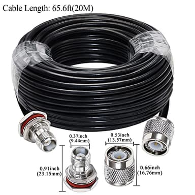 TUOLNK TNC Cable RG58 TNC Male Plug to TNC Female WiFi Antenna Extension Cable Low Loss 65.6ft (20M) TNC Coaxial Cable for Wireless Antenna Ham Radio - Image 4
