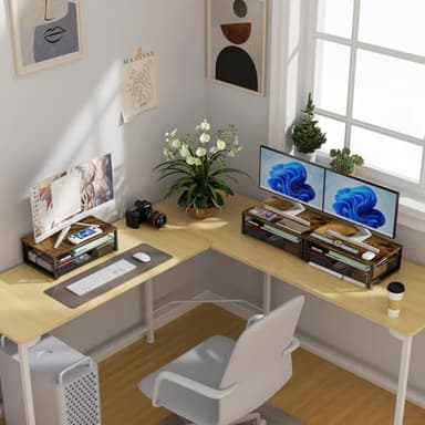 gianotter Computer Monitor Stand Riser, office organizer with Drawer, Office Organizers Storage for Classroom Office Supplies (Wood) - Image 7