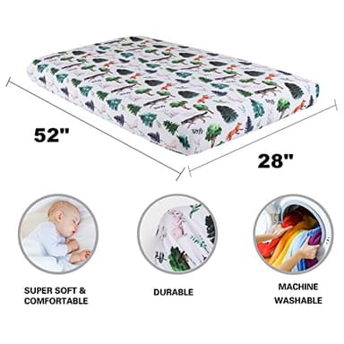 4 Pack Woodland Forest Animals Wood Neutral Unisex Fitted Baby Crib Sheets Set for Baby Boys or Girls - Image 7