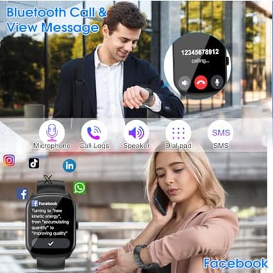 Smart Watch for Men Women (Dial/Answer Calls), 1.95"HD Curved Screen Smartwatch, Heart Rate/Sleep Monitor Fitness Watches, 112+ Sports Modes Activity Trackers, IP68 Waterproof Watch for Android iOS - Image 2