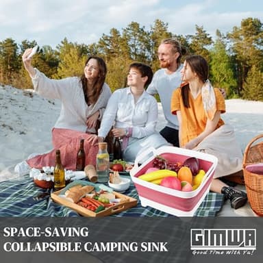 GIMWA Collapsible Wash Basin for Baby Bottles - 2.4 Gallons Portable Dish Basin for RV Camping Sink, Space-Saving Dish Tub For Bottle Washing (Viva Magenta) - Image 2