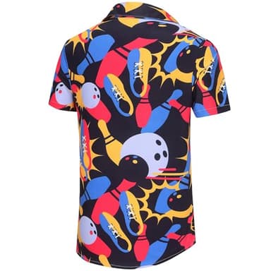 KYKU Hawaiian Tee Shirts for Men Casual Button Down Clothes, Bowling Shirt, 5XL - Image 5