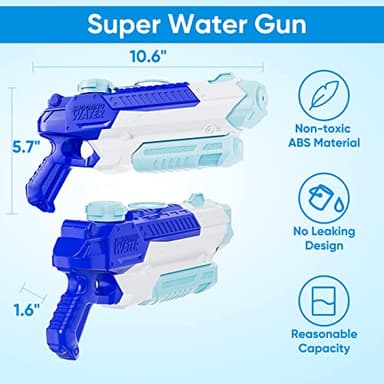 WOLKEK Water Guns for Kids Adults, 4 Pack 400CC Long Range High Capacity Squirt Guns Toy, Pool Toys Water Toys for Swimming Pool Beach Sand Outdoor, Summer Gifts for Boys Girls - Image 3