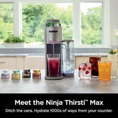 Ninja Thirsti Max Custom Hydration System, Soda Maker, Sparkling Water Maker, Custom Still & Sparkling Drinks, Compact Design, With 60L CO₂ Cylinder & Flavored Water Drops, Silver WC2002 - Image 2