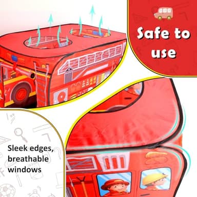 Britik Pop up Play Tent for Kids Aged 1-3 Years Old Boys and Girls : Fire Truck Tent Playhouse Toy Play Tents for Toddlers 3-5 Kids Tent Indoor Outdoor Playhouse Toys for 1 + Year Old, Fire Truck - Image 9