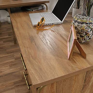 Sauder Coral Cape Corner Desk, Spacious Desktop and File Drawer, L Shaped Office Desk - Sindoori Mango Finish - Image 5