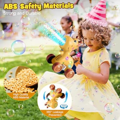 Nicmore Automatic Bubble Machine Toddler Toys: Giraffe Bubble Lawn Mover Outdoor Toy for 1 2 3 4 5 Year Old Boy Girl - Push or Handheld Bubble Maker Blower for Age 1-3 Kids Birthday Gifts - Image 7