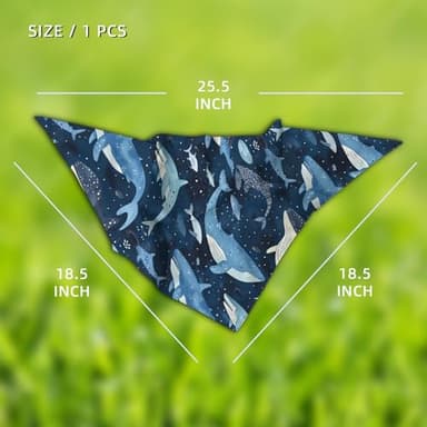Navy Blue Whale Bandanas, Ocean Animals Dog Scarf, Seaturtles Accessories for Medium Large Dogs - Image 4