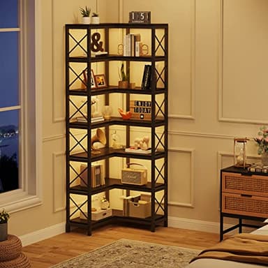 Tribesigns 7-Shelf Corner Bookshelf,Large Modern Corner Bookcase, 7-Tier Tall Corner Shelf Storage Display Rack with Metal Frame for Living Room Home Office (Black) - Image 4