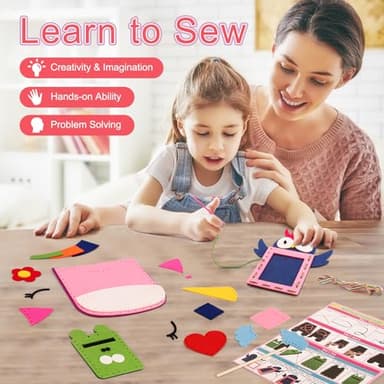 My First Sewing Kit for Kids 4-7, Felt Sewing Crafts Kit for Beginner 4 5 6 7 Year Old Girls, Play and Learn to Sew Fun Crafts Age 5-8 4-6, Toddler Embroidery Yarn Projects for Child Age 4-8 - Image 3