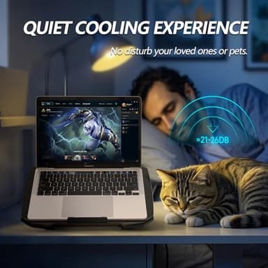 AIMIUZI Laptop Cooling Pad for Computer Laptop Cooler for 12-15.6 Inch Notebooks, Laptop Cooling Stand with 5 Quiet Fans, 5 Height Adjustable,2 USB Ports, Phone Stand - Image 6