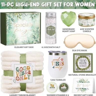 Christmas Birthday Gifts for Women Self Care Gift, Get Well Soon Gift Baskets Relaxing Spa Care Package for Women with Blanket, Unique Gifts Idea for Mom Mother Her Wife Girlfriend Best Friend Sister - Image 4