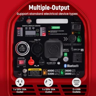 maXpeedingrods 4000 Watt Dual Fuel Inverter Generator with Bluetooth® Control Start and Display, RV Ready, Electric Start, Quiet for Outdoor Camping, Home Backup, Garden，PGMA Compliant - Image 8