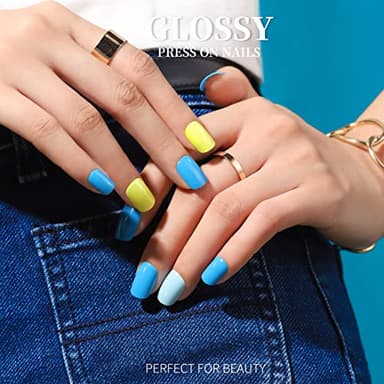 Short Square Press on Nails, Teenitor 576pcs Short Press on Fake Nails With Nail Glue And Adhesive Stickers, 12 Colors Matte Press On Short Nails, 12 Colors Glossy Short Press On Nails, Short Glue On Nails With Nail Stickers Rhinestones - Image 6