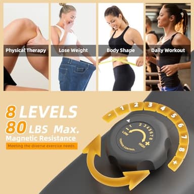 VANSWE Recumbent Exercise Bike with Smart App and Bluetooth Connectivity, LED Display, Magnetic Resistance, 400 LBS Weight Capacity, Pulse Handle(Yellow/Black) - Image 7