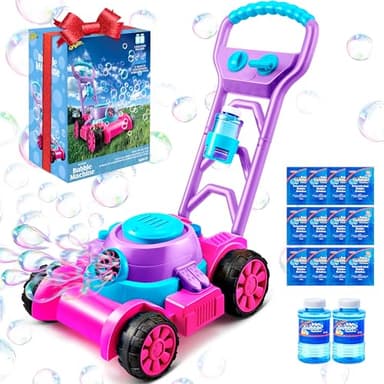 SLOOSH Bubble Lawn Mower Toddler Toys - Kids Bubble Machine Summer Outdoor Push Toy Games, Backyard Garden Outside Play Toddlers Preschool Boys Girls Birthday Gifts (Pink) - Image 1