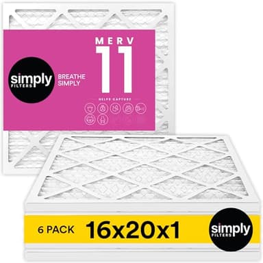 Simply 16x20x1 Air Filter, Merv 11, MPR 1000, 6 Pack, For Home AC Furnace & HVAC (Actual Size: 15.75"x19.75"x0.75") DUST, Pet, & Allergy Control - Image 1