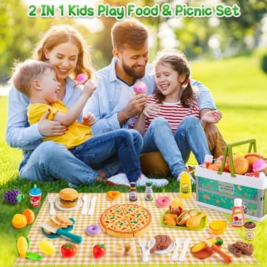 78Pc Pretend Play Food for Kids Kitchen, Cutting Toy Food with Storage Basket, Play Kitchen Accessories, Food Toys with Veggies, Fruits, Fake Food with Pizza Toy, Pretend Food, Boys Girls Gift - Image 6